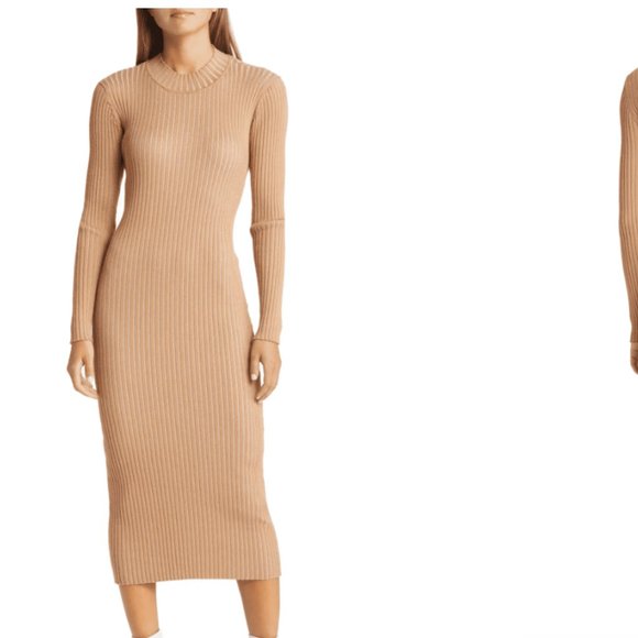 SALE - Vero Moda Ribbed Open Back Mock Neck Bodycon Dress, size Large, NWT - Picture 2 of 7